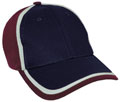 FRONT VIEW OF BASEBALL CAP NAVY/WHITE/MAROON